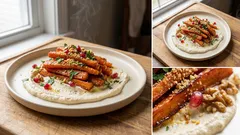 Maple-Roasted Carrots Over Tofu-Cashew Ricotta (Vegan, Caramelized and Creamy)