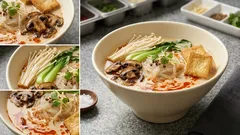 Microwave Mala Tang Noodle Soup—Glass Noodles, Tofu, Greens, and a Creamy Spicy Broth